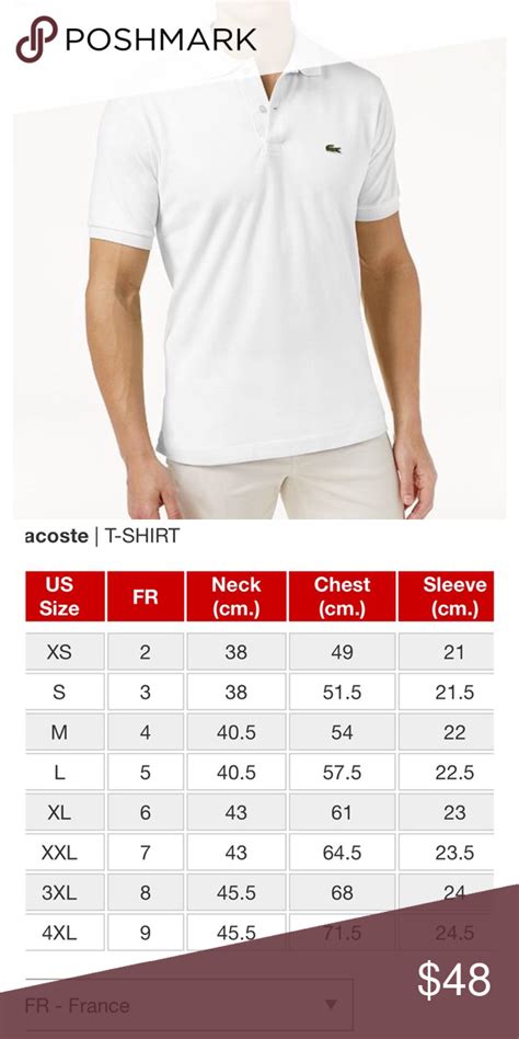 lacoste polo size guide.